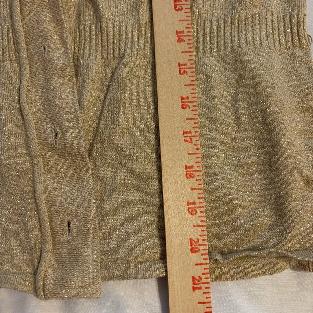 Massini Gold Metallic Button Front Cardigan with Waist Tie Women’s Large ✨ - Image 4