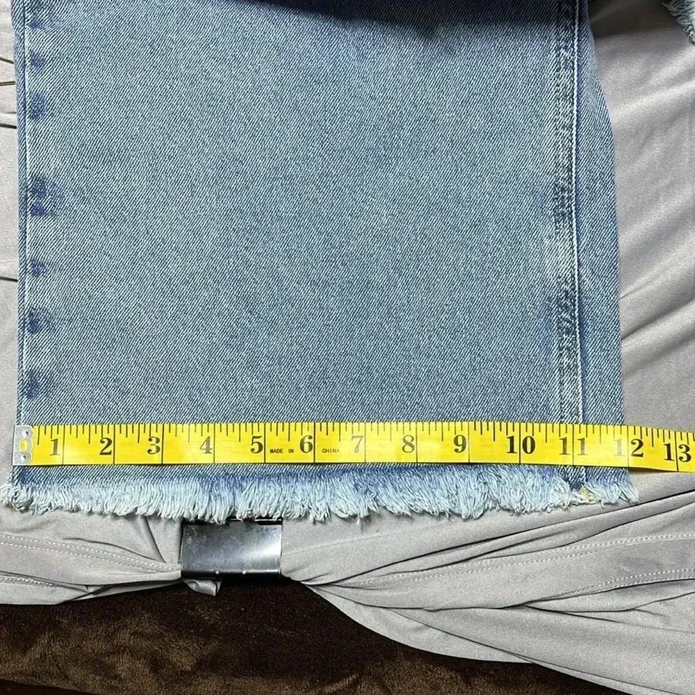 You Wanna Wide Leg Distressed Raw Hem Jeans NWT Baggy Y2K Patches‎ Grunge Size 28 - Image 3