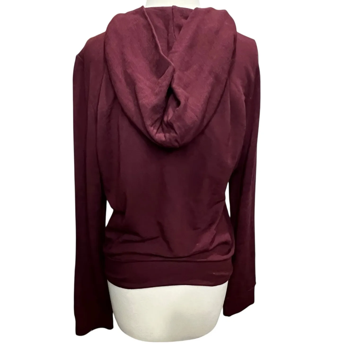 Monrow Supersoft Zip Up Hoody Womens M Maroon Red Hoodie Sweatshirt Full Zip Size M - Image 7