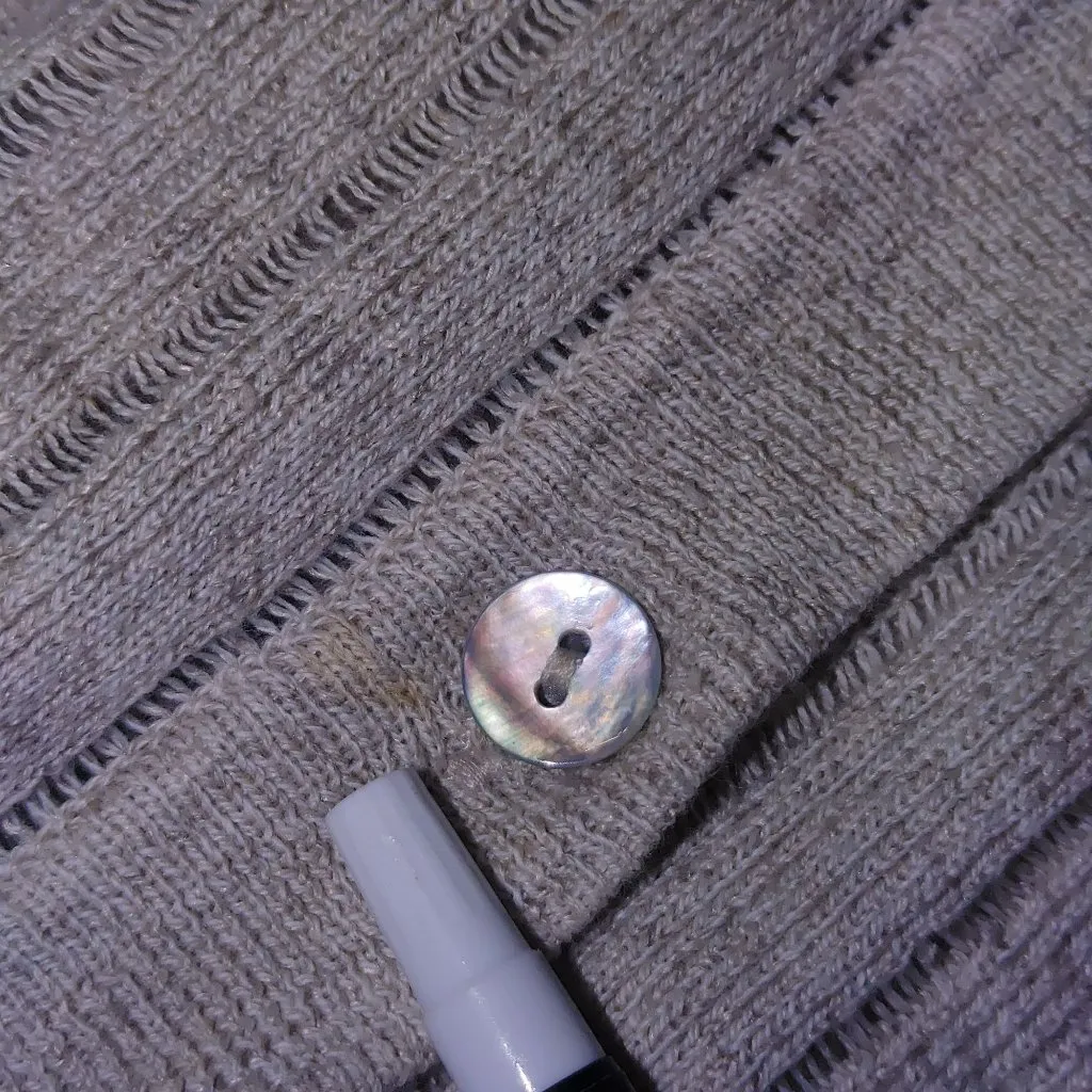 Pendleton Cardigan Sweater Large Petite Beige Ribbed Classic Knit MOP Buttons - Image 12