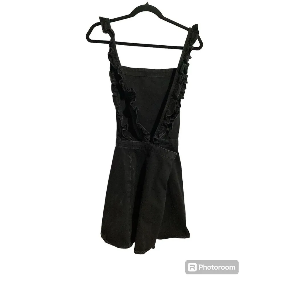 ASOS Washed Black Denim Mini Dress Sleeveless Criss Cross Back Size 14 - Image 2