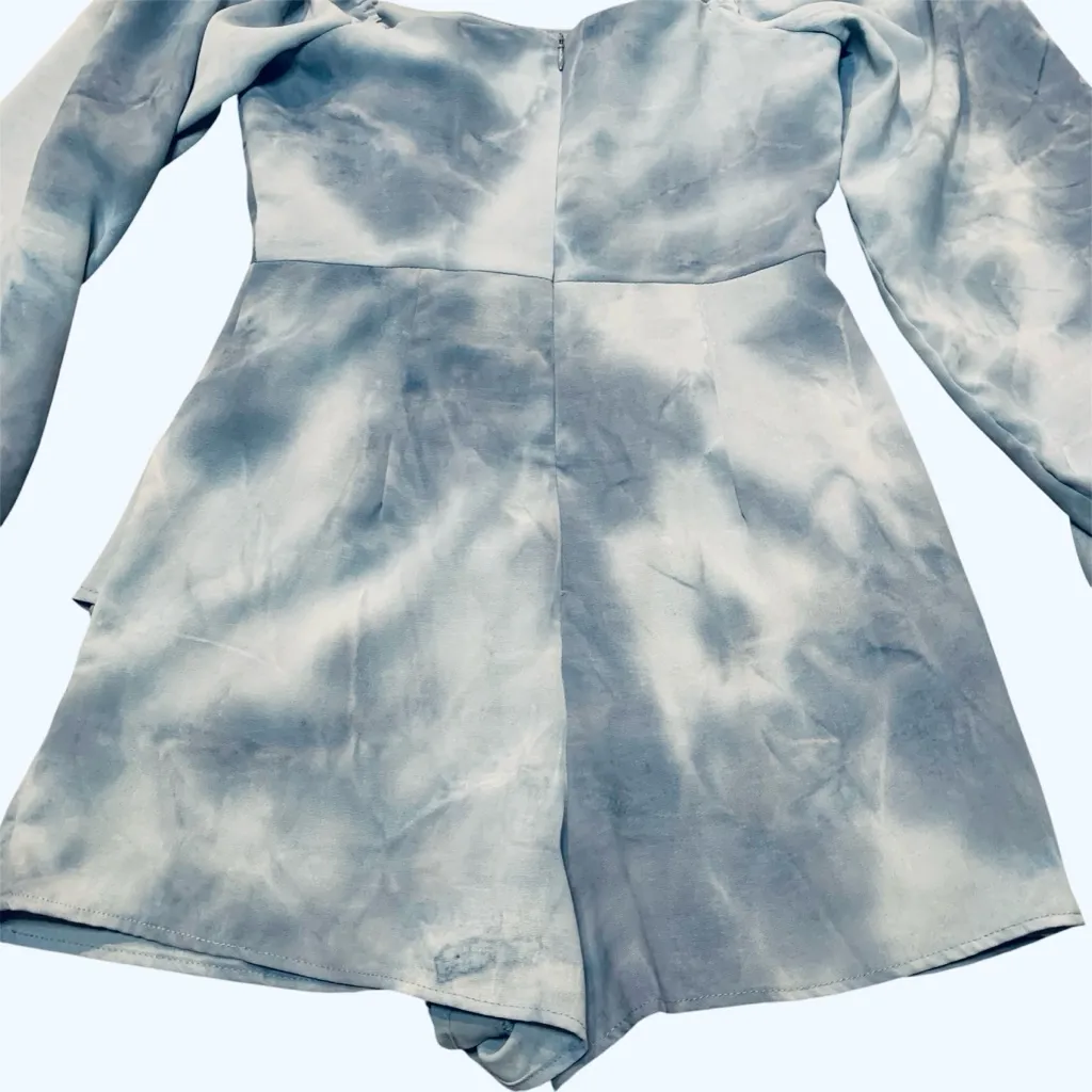 • Altar'd State long sleeve romper blue tie dye xsmall - Image 2