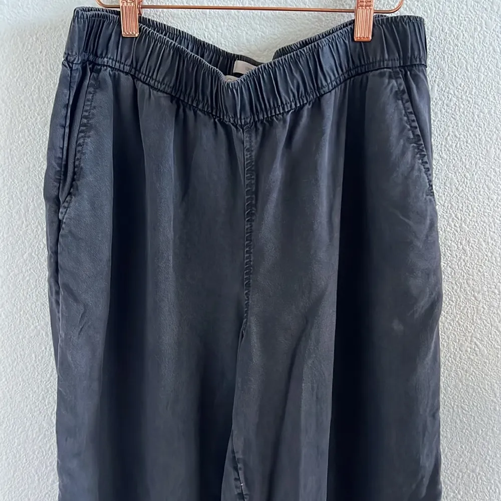 C&C California 100% Lyocell Gray Elastic Waist Wide Leg Cropped Pants Large - Image 3