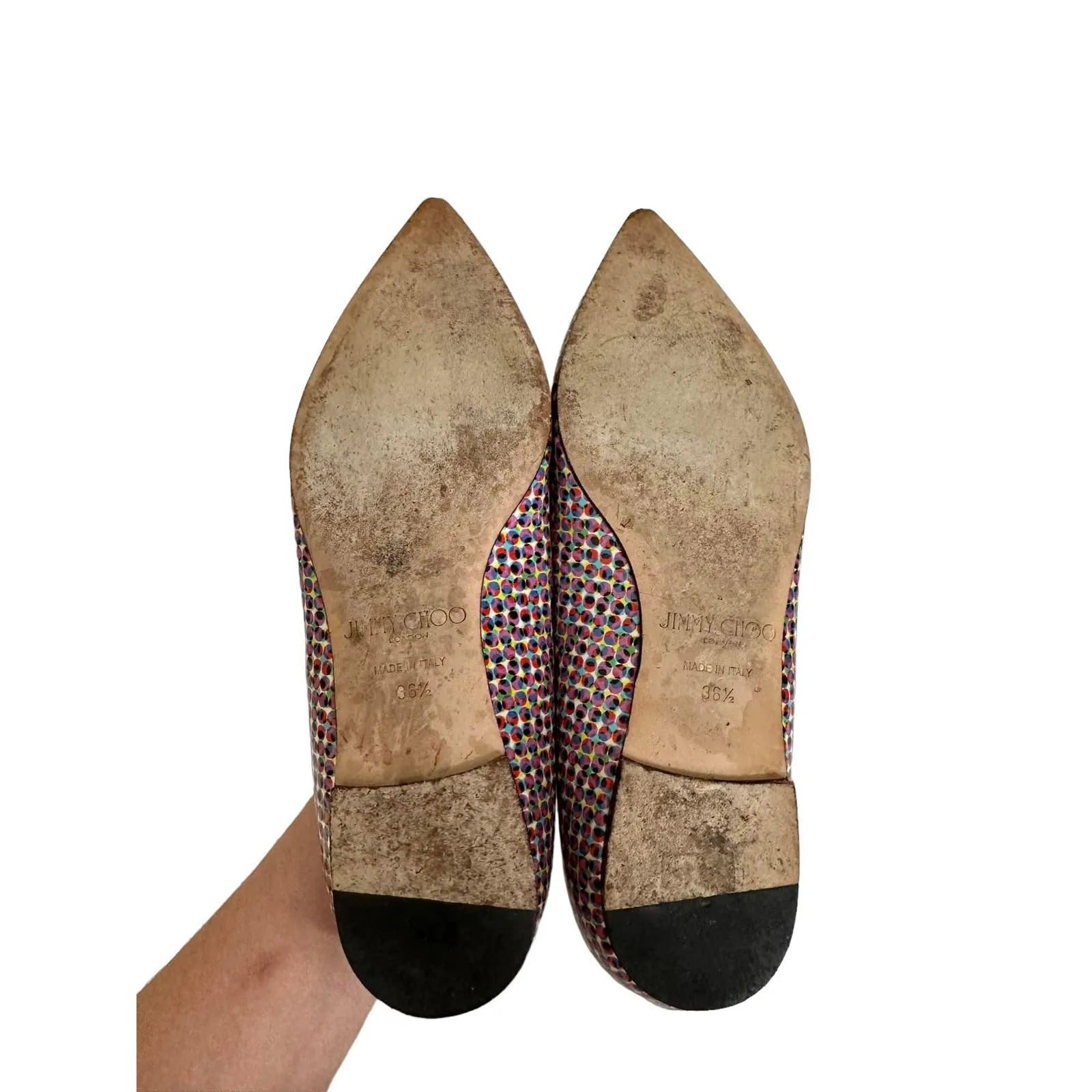 Jimmy‎ Choo Attila Patent Pointed Toe Ballet Flat Shoes Multicolor EU 36.5 - Image 7