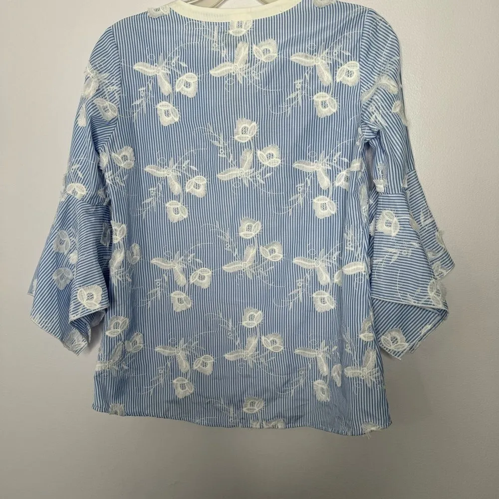 Lysse  Meadow Blouse Blue and White - Image 8