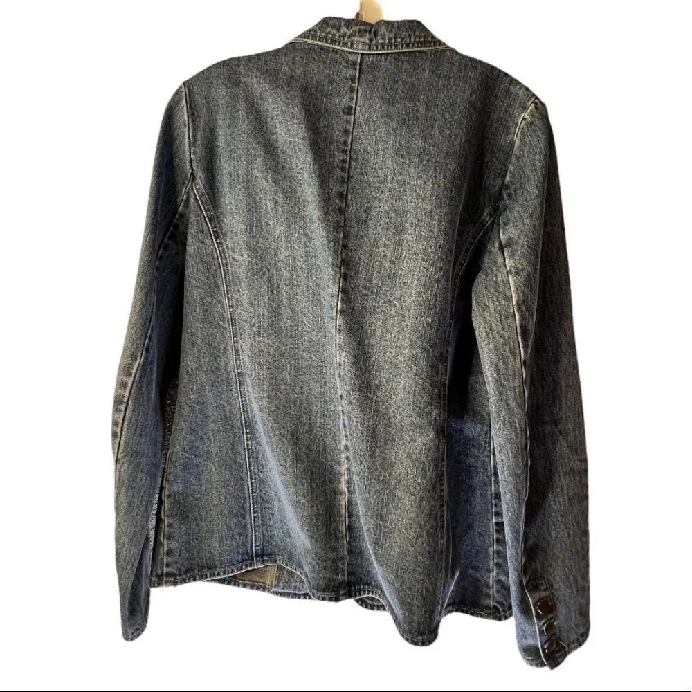 Vintage NY Jeans Denim Blazer‎ Blue Size M - Image 5
