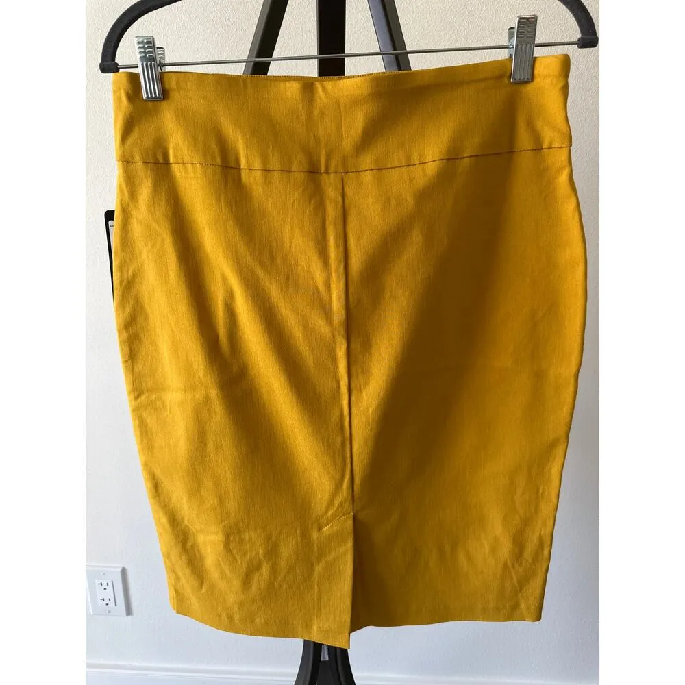 Soho NWT  APPAREL LTD Pencil Skirt Mustard Yellow Button Accent - Image 5