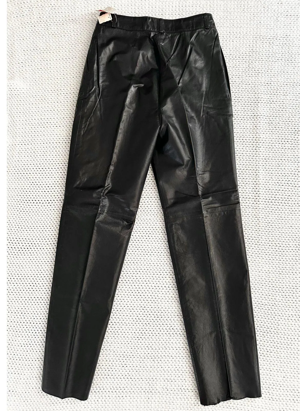 Reed Sportswear Black Leather Deadstock High Waist Straight Pants Trousers 10 - Image 11