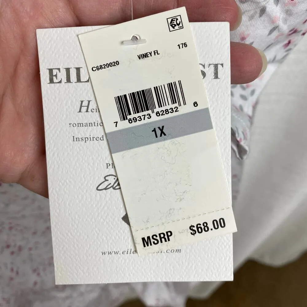 Eileen West White&Pink Floral Nightgown Sz.1X NWT White - Image 5