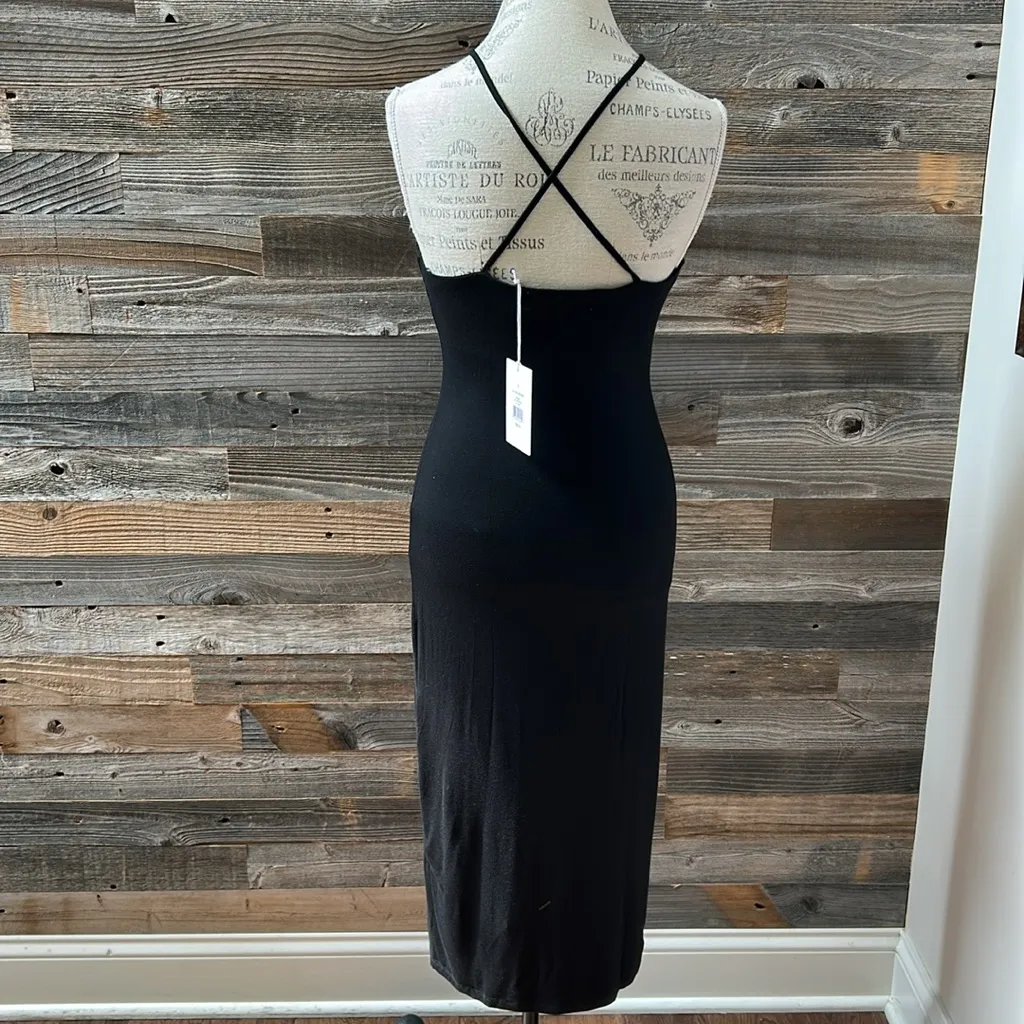 Rachel Parcell Black Slit Front Midi Dress Size Small NWT - Image 8
