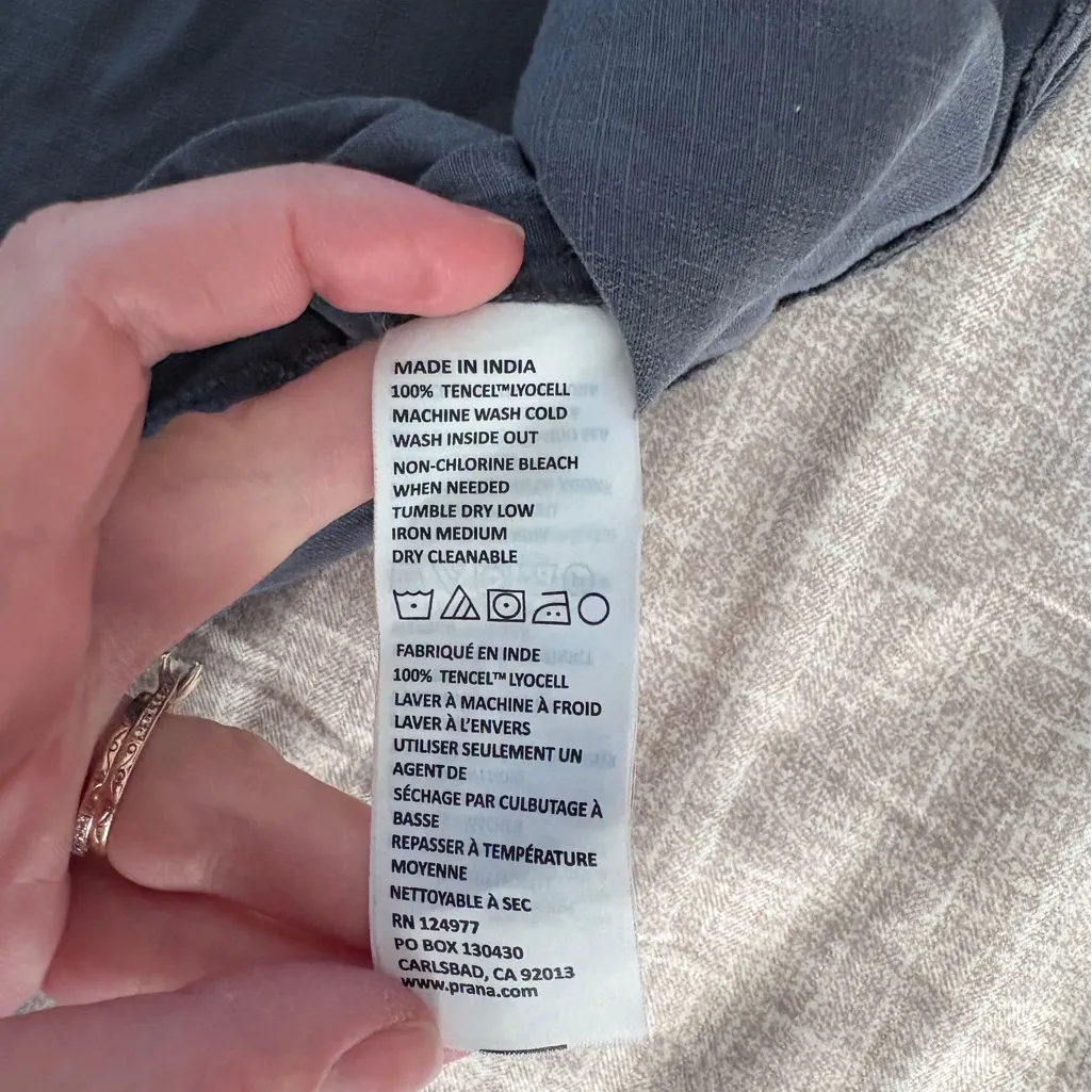 Prana Women’s L Tie Tank Top Loose Fit Summer Beach Lightweight Gray Boho Yoga - Image 3