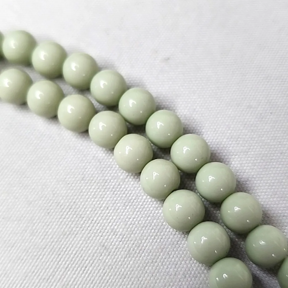 Simple Mint Green Bead Necklace with Charms - Image 6