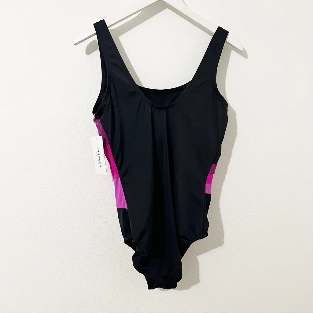 NEW NWT Swimsuits for All Black Purple Striped One Piece Women’s Size 18 - Image 4