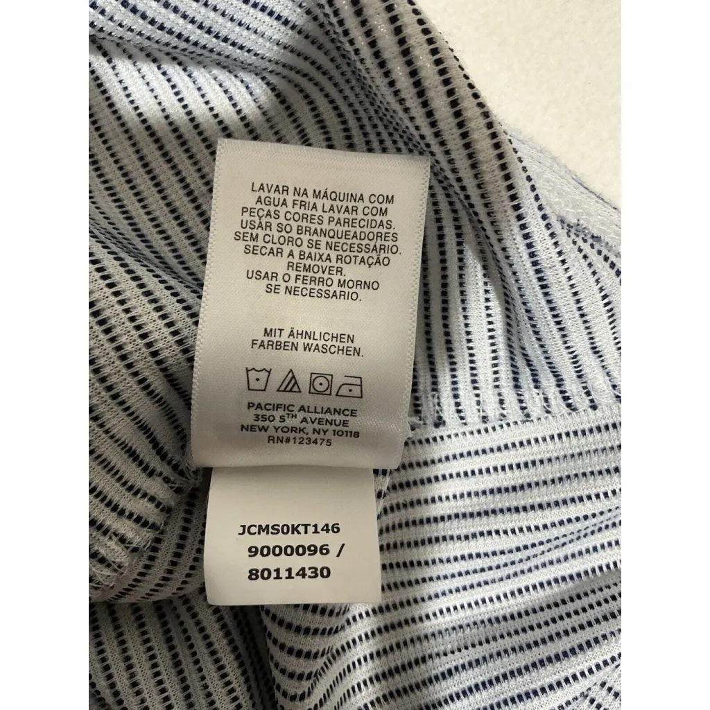 Woman’s Jones Ny Blue White Short Sleeve Shirt Xxl Ribbed Knit V Neck - Image 6