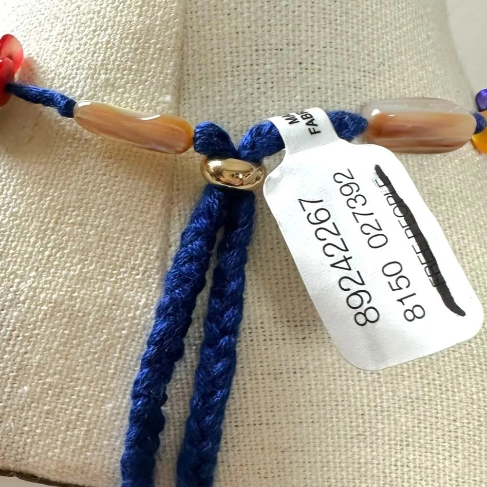 Free People Ariana Ost At The Market Necklace NWT Navy Bohemian Beach Whimsical - Image 15