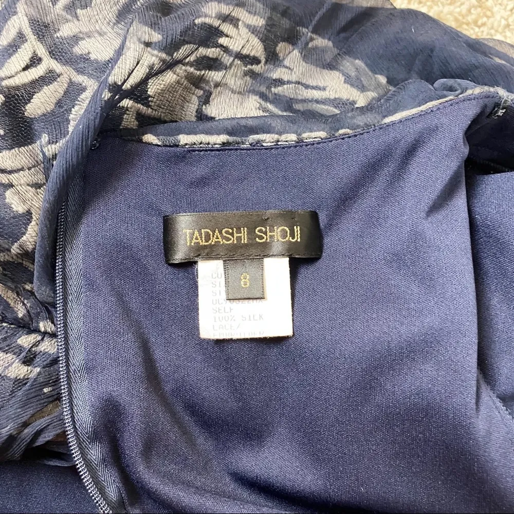 Tadashi shoji blue embroidered mesh cascade dress - Image 6