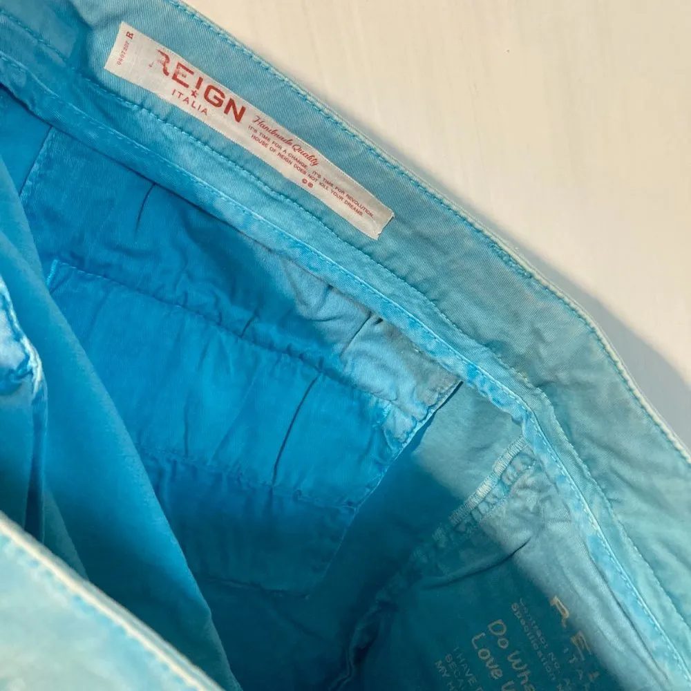 Reign Italia women's 27 low waist distressed worn look SUMMER chino pants 31x25 Blue - Image 7