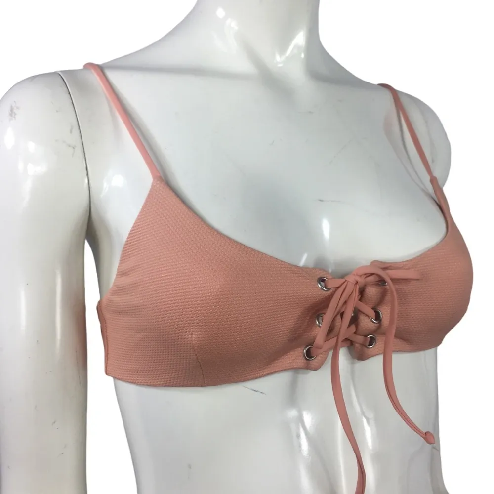 TAVIK Lace Up Bikini Top Reign Glossy Pique Desert Clay S - Image 4