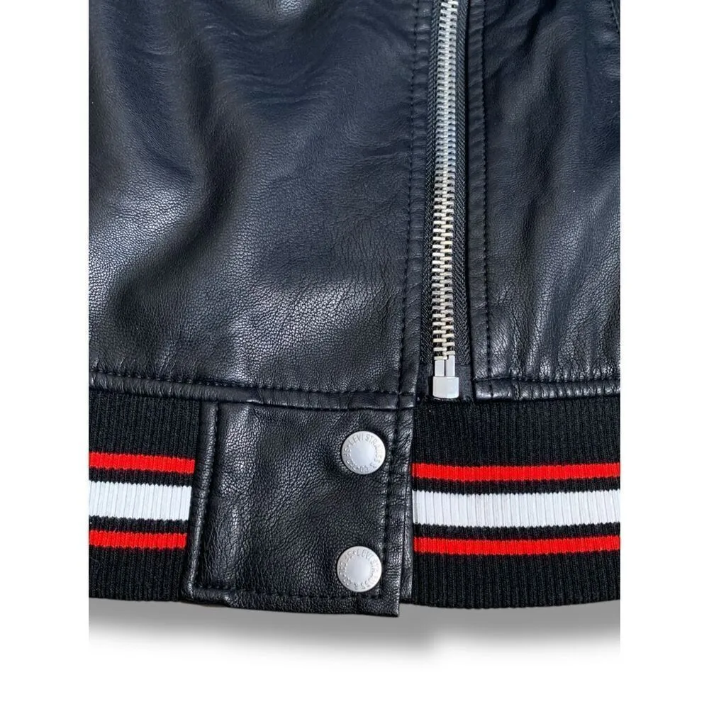 Levi’s NWT Faux Leather Moto Jacket Black Ribbed Hem Asymmetrical Zip Size XL - Image 4