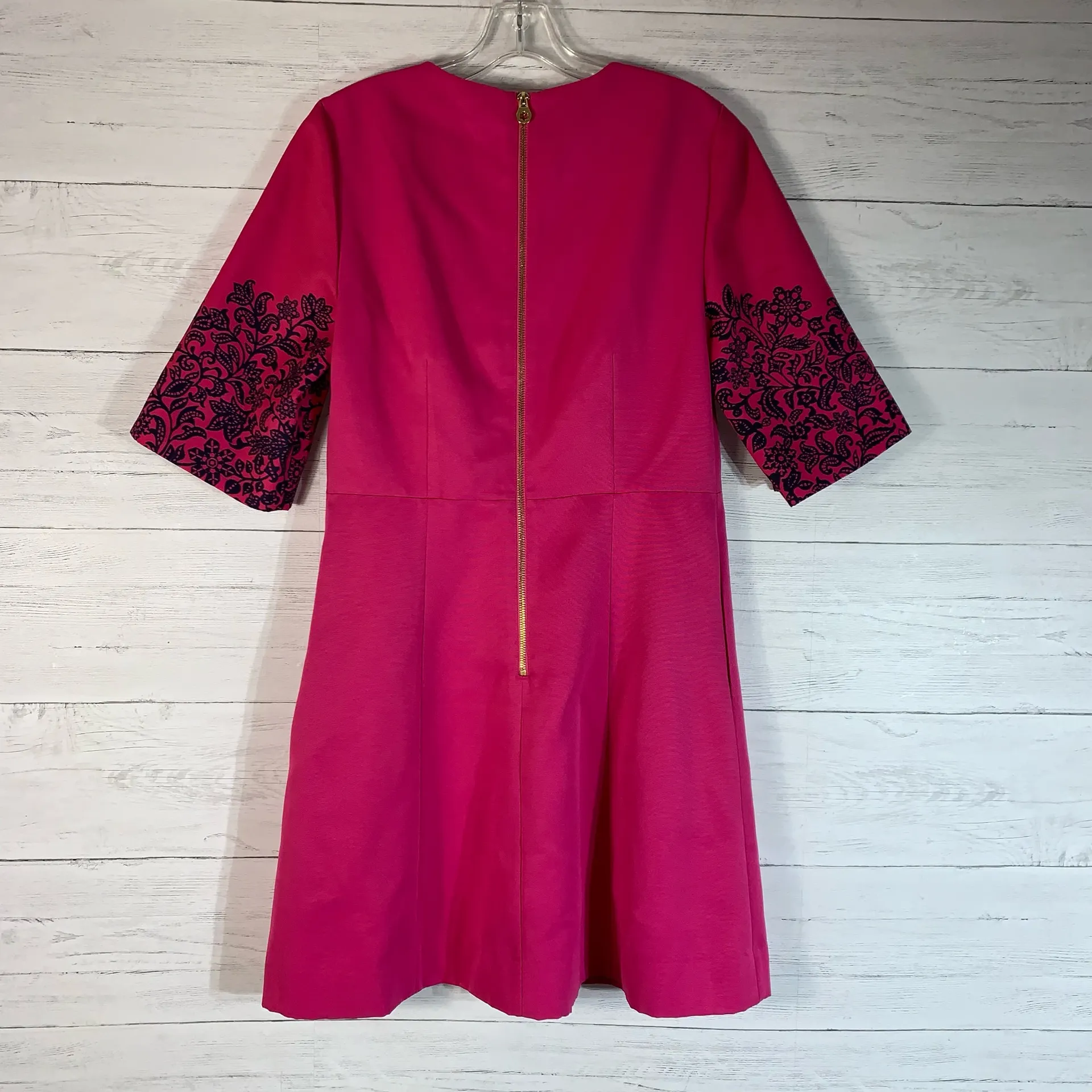 Draper James Hot Pink fit flared half sleeve V neck mini dress size 12 NWT - Image 6
