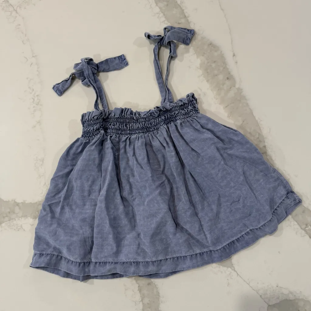 Anthropologie Cloth & Stone Ruffle Chambray Tie Shoulder Tank Top Women’s Small - Image 8