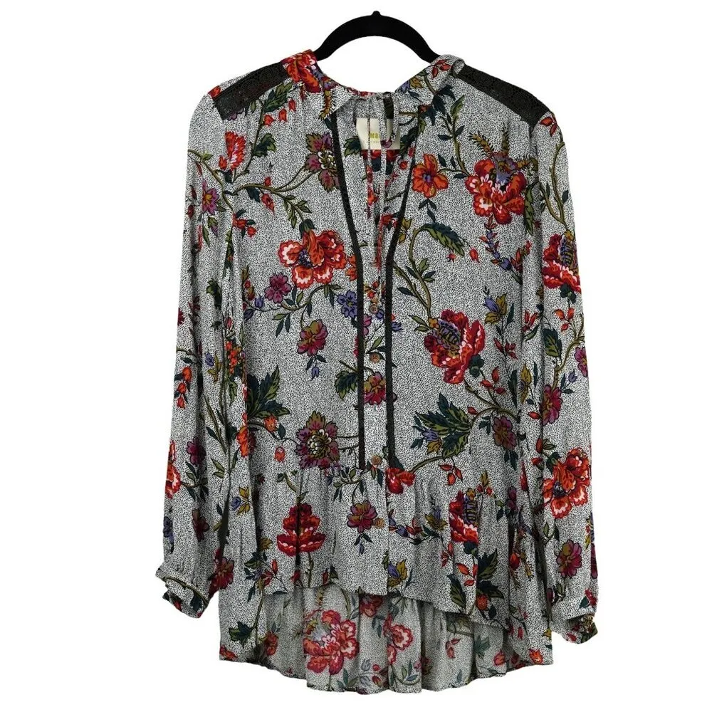 MAEVE ANTHROPOLOGIE Janie Flounced Floral Peasant Boho Cottage Blouse Size‎ 2 - Image 4