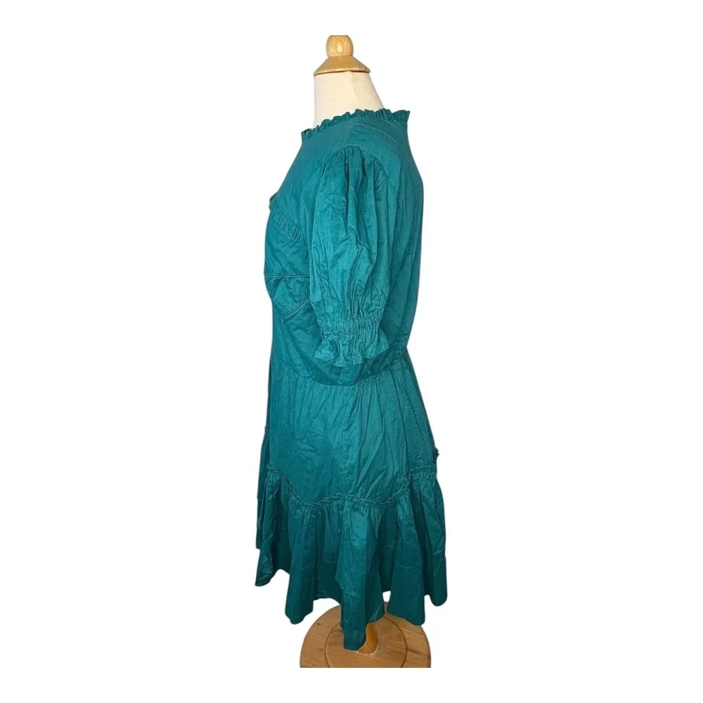 Ivy City Co. Merida Ruffle Dress Puff Sleeve Tiered Teal Green Women Size XL New - Image 9