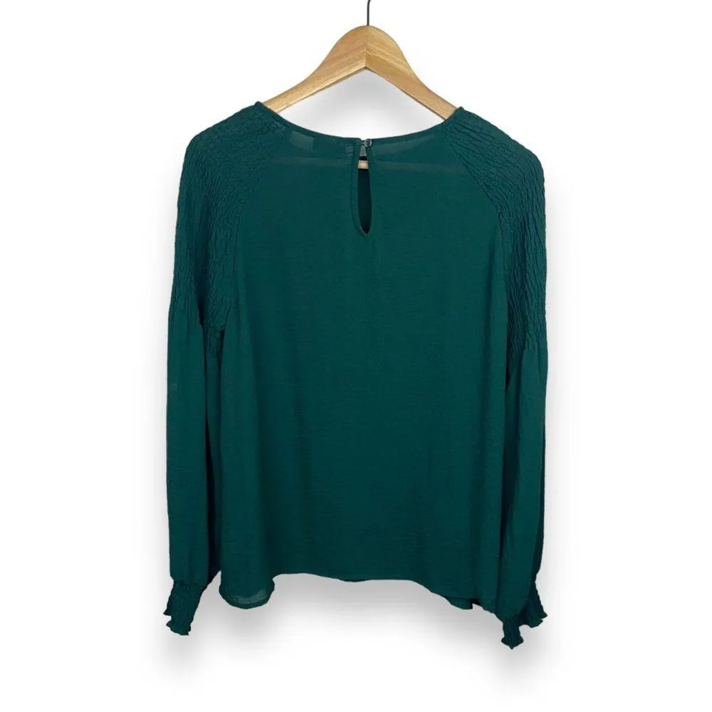 a.n.a. Emerald Green Blouse with Ruched Sleeves - Image 8
