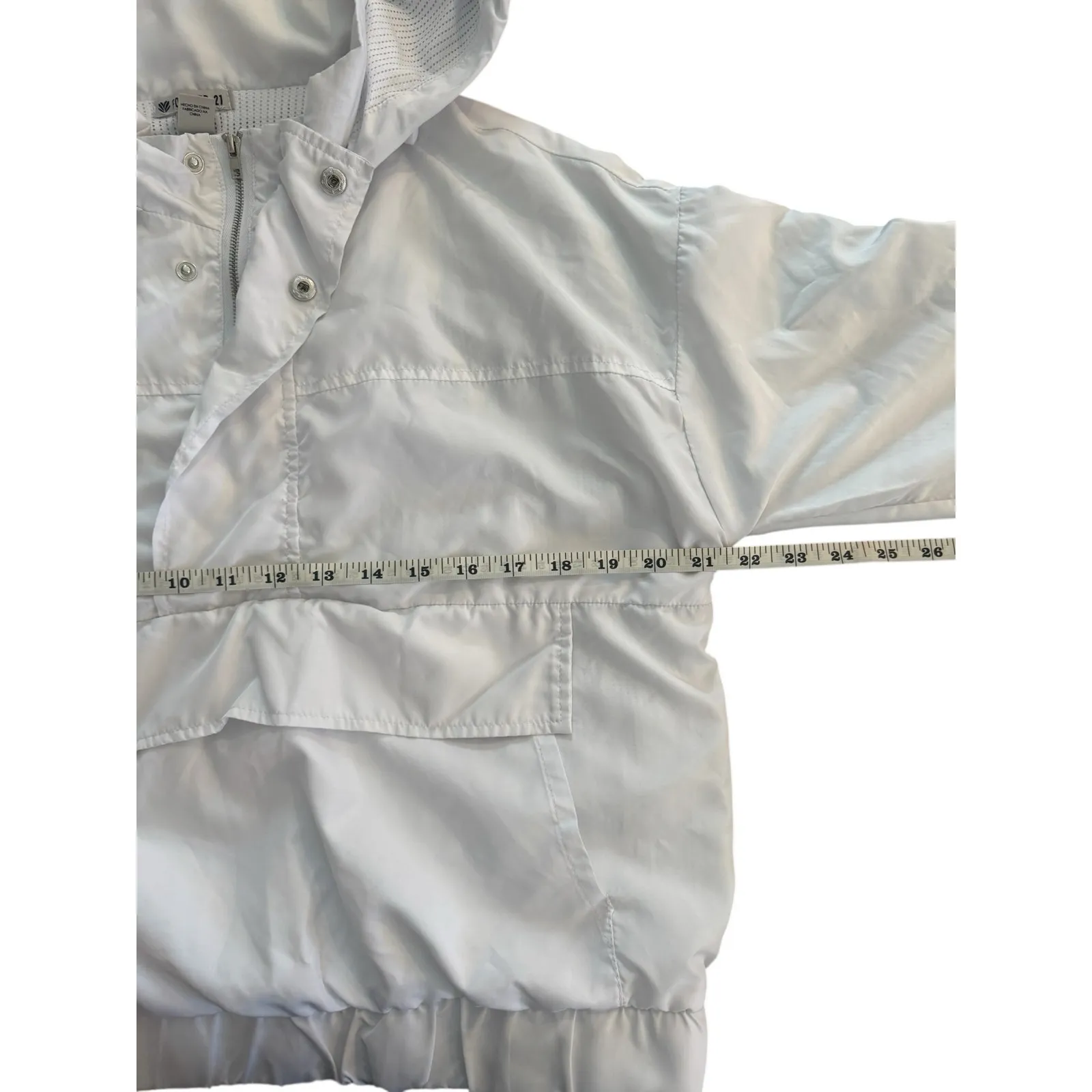 Forever 21 White Cropped Windbreaker Pullover Hooded Jacket Women’s Small - Image 8