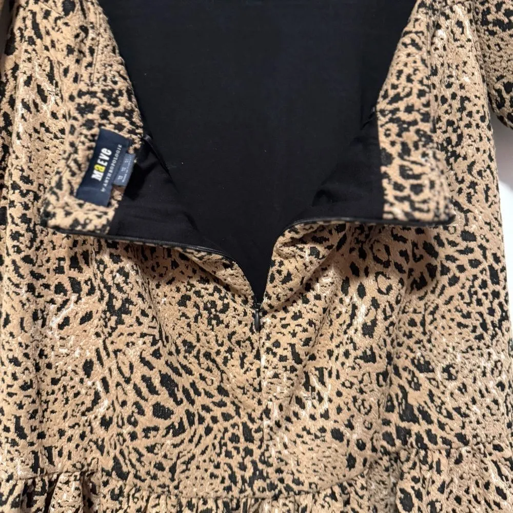 Maeve‎ By Anthropologie Knit Cut-Out Mini Dress Brown Animal Print Size 12 - Image 7