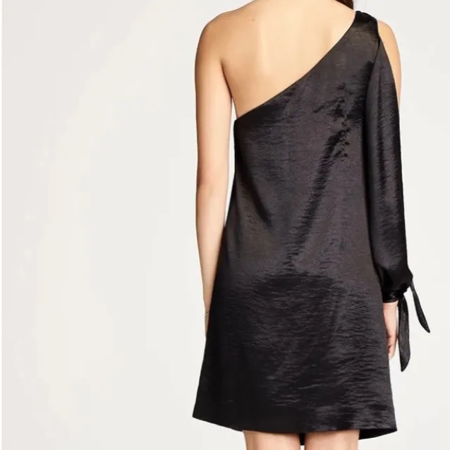 NWT Rebecca Minkoff Nash Dress Black One Shoulder Silky Fabric - Image 6