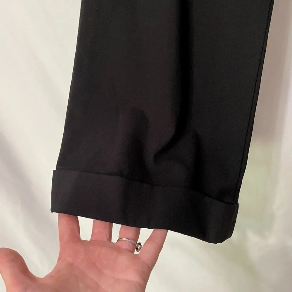 Theory Black Flat Front Cuffed Hem Slacks Dark Academia Trousers Dress Pants 0 - Image 4