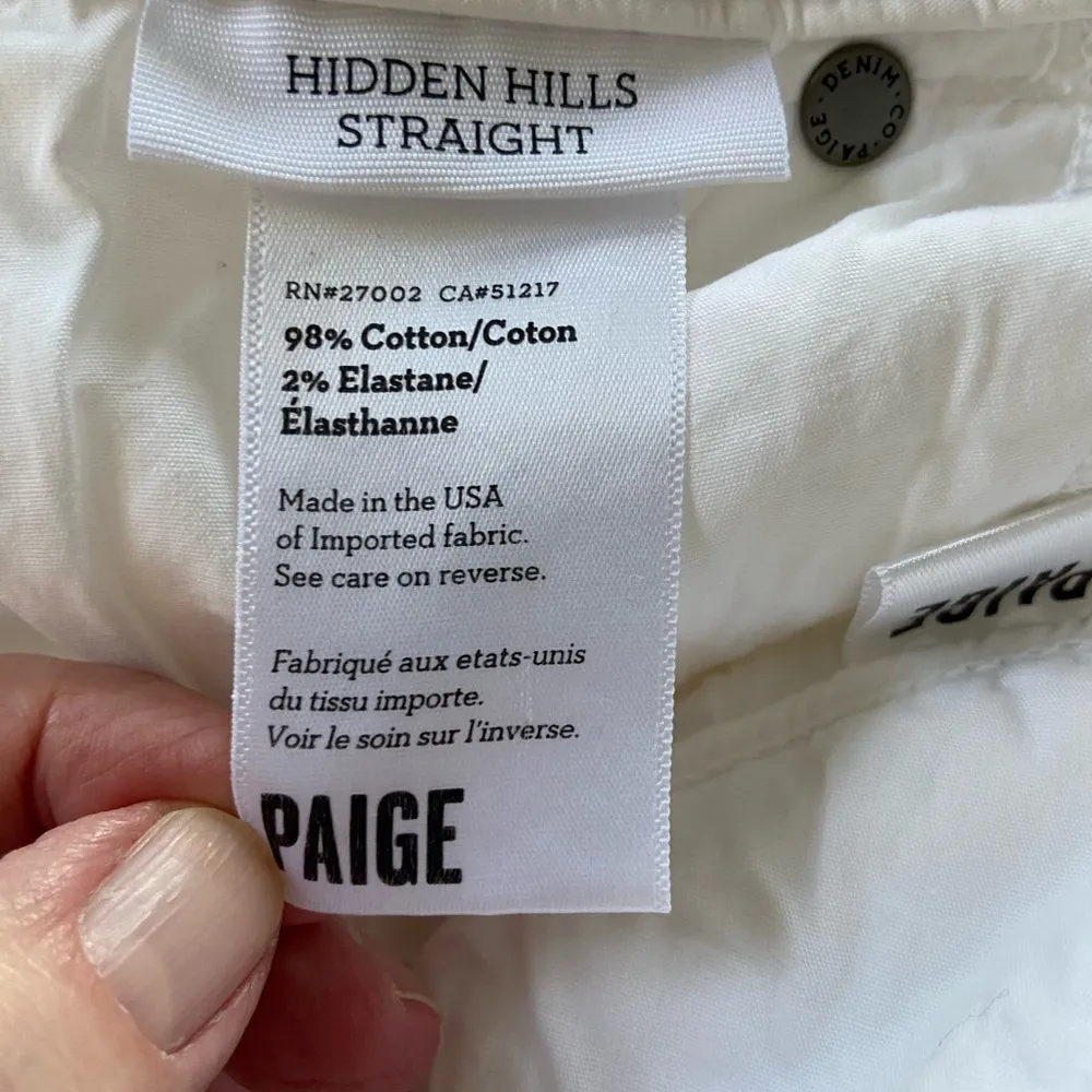 Paige  Hidden Hills Straight White Jeans Minimalist, Normcore, Distressed - Image 4