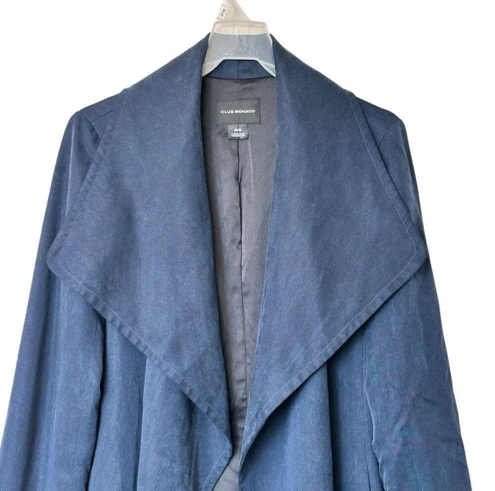 Club Monaco Gideon Navy blue drapey lyocell lined Trench Coat Size M - Image 6