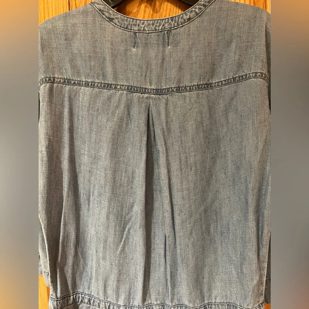 Michael Stars Denim Chambray Tencel  Drawstring Waist Button Down Shirt Dress XS - Image 13