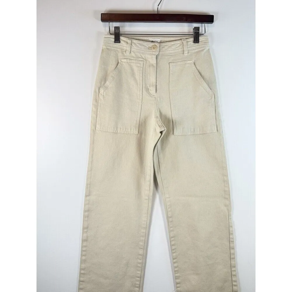 Aritzia Wilfred Free Pants Beige Modern Utility Mid Rise Straight Size 00 2XS - Image 8