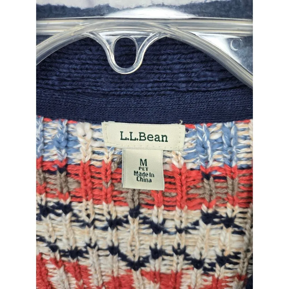 L.L.BEAN women's cotton fair isle western Aztec print knit cardigan MP. - Image 6