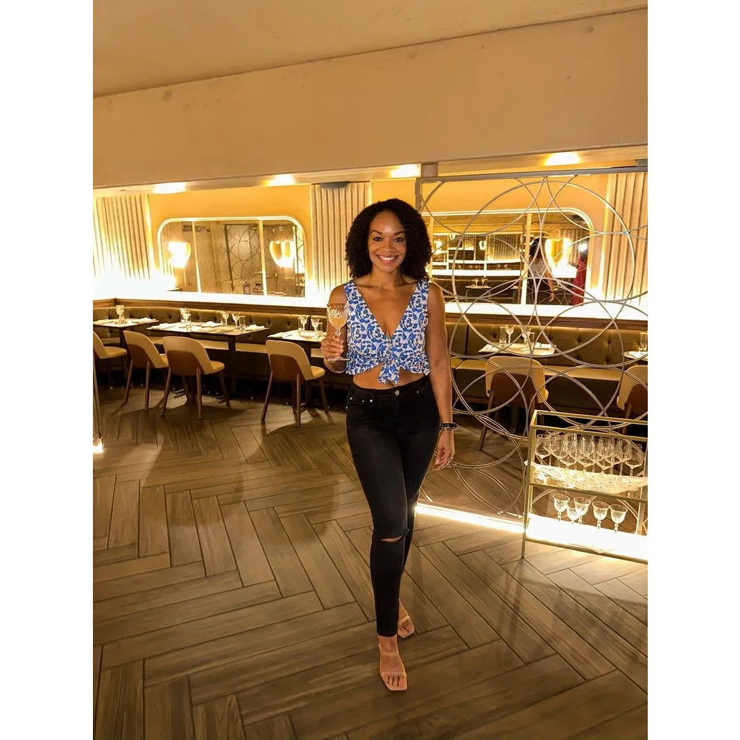 THAKOON Blue White Floral Rose Pop Print 100% Cotton Ruffle Crop Top size 0 - Image 10