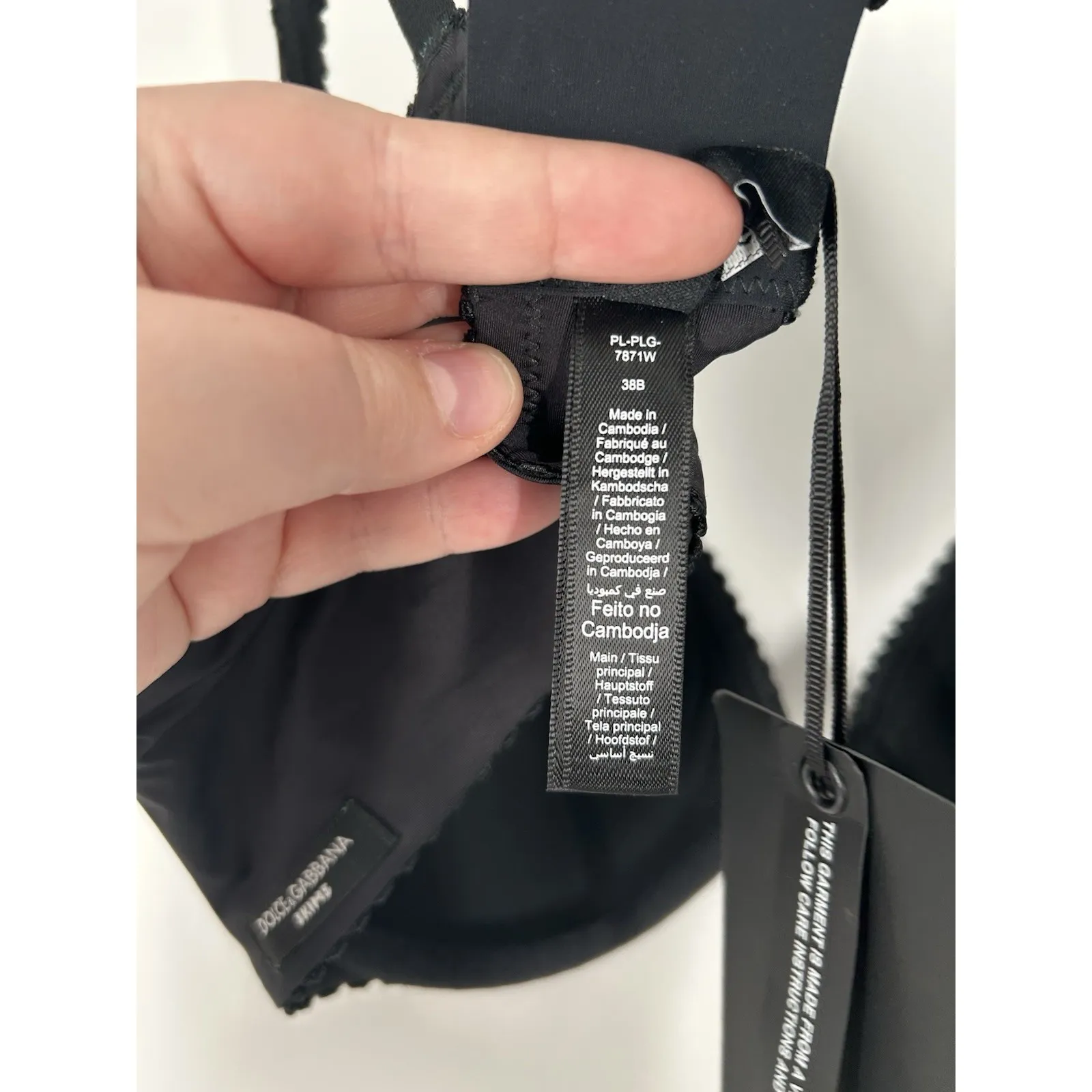 Dolce & Gabbana X Skims Ultimate Teardrop Push Up Bra Black Lace Plunge Size 38B - Image 4