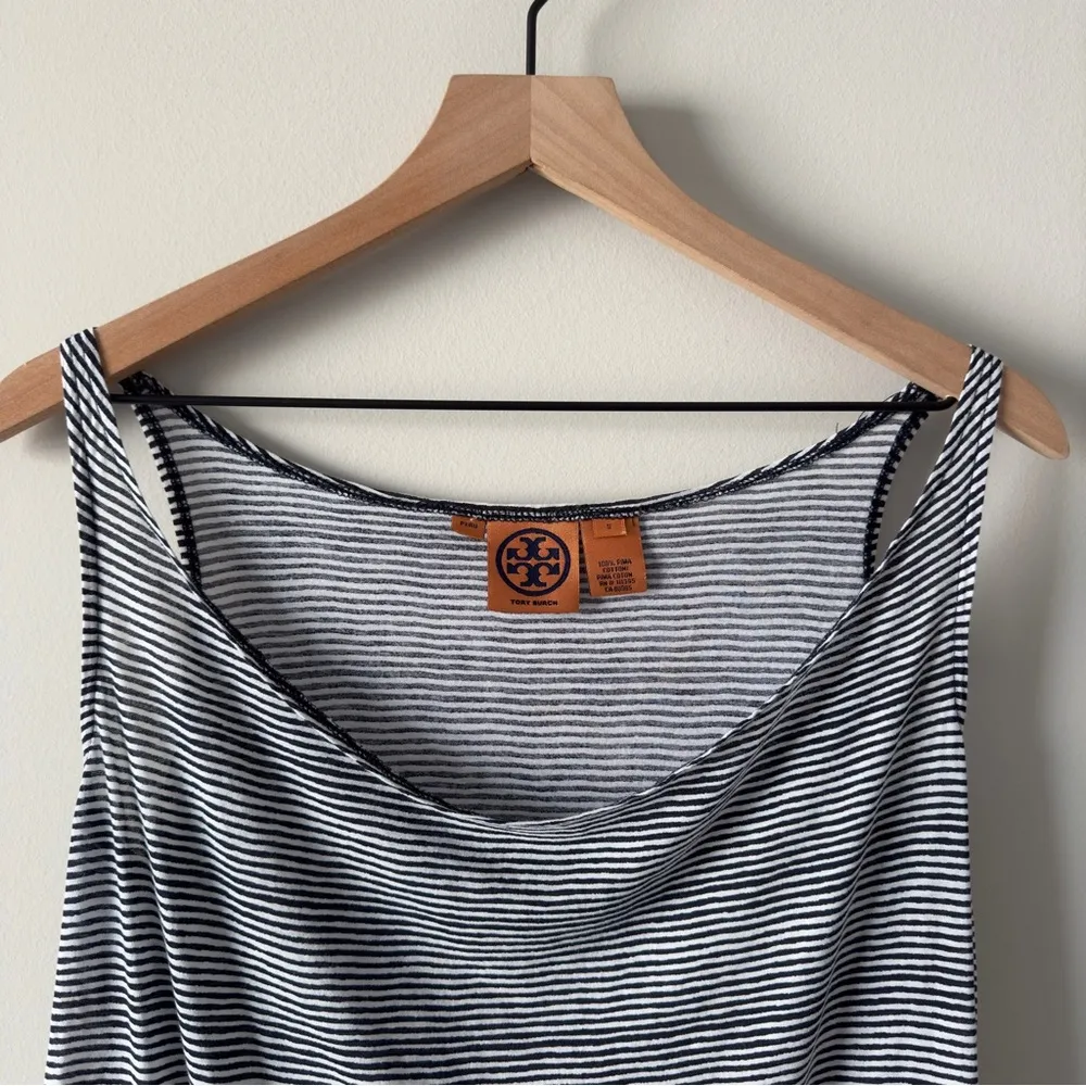 Tory Burch 100% Pima Cotton Black & White Striped Women’s Tank Top casual stripe - Image 3