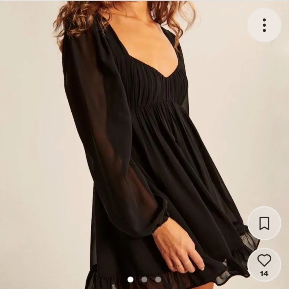 NWT Abercrombie &Fitch long sleeve ruched babydoll  minidress black size XS - Image 2