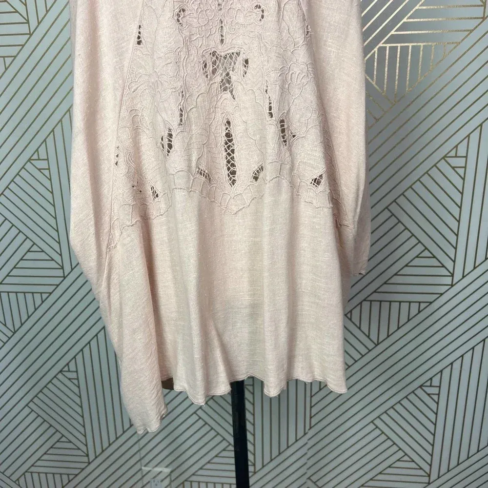 Free People Cool Nights Crochet Cardigan Conch Pink‎ Size Small - Image 11