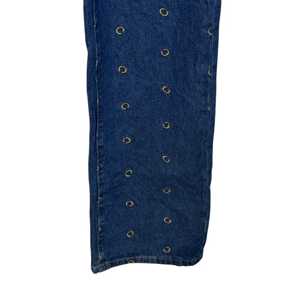 Cider Women's Jeans All Over‎ Scatter Logo "C" Wide Leg Flare Denim Blue Medium - Image 2