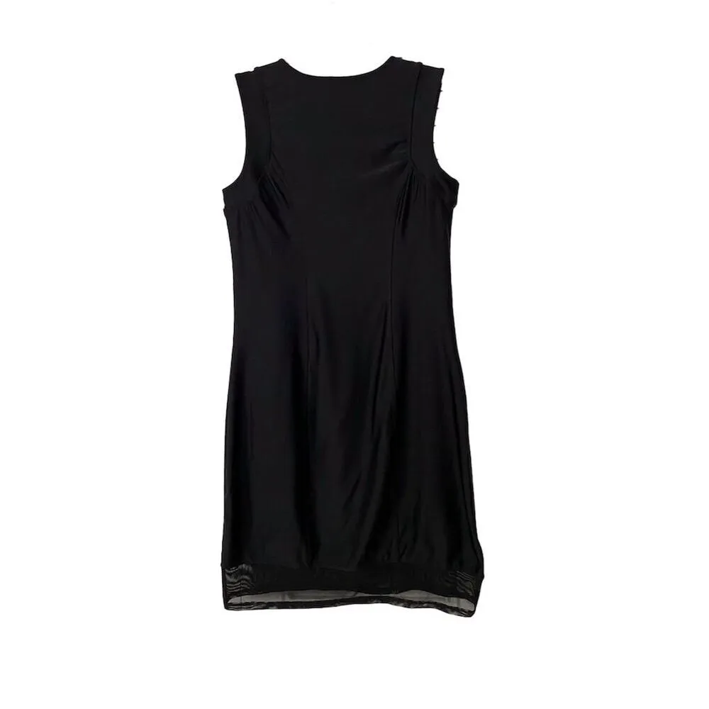 Ruby Ribbon Black Bodycon Dress XS Sleeveless Short Shapewear Mesh Hem​ - Image 2