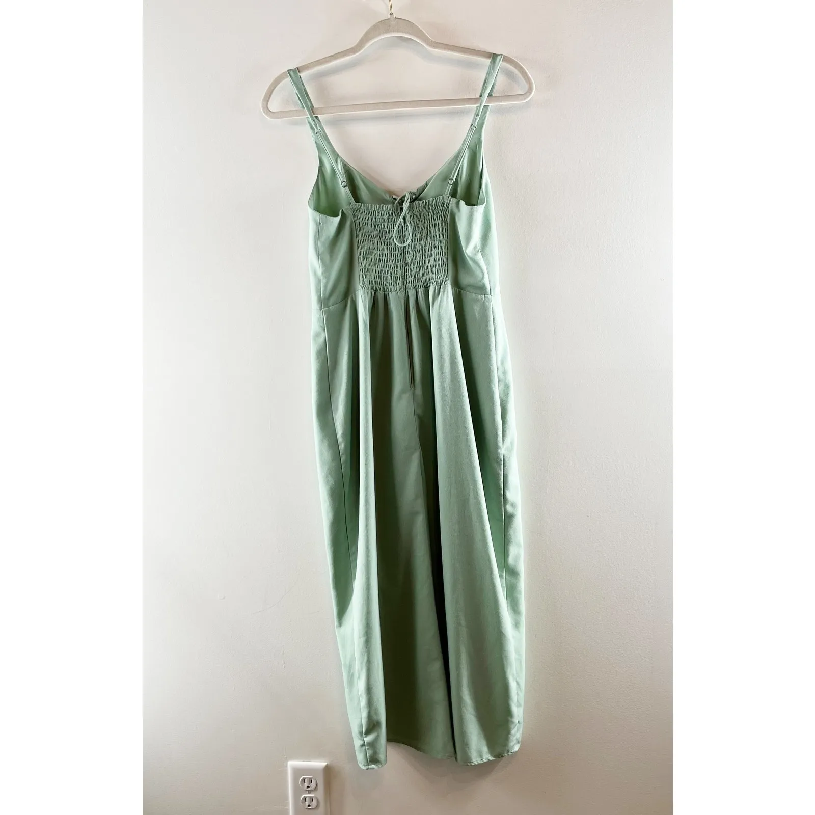 Abercrombie Lace Up Front Corset Slip Midi Dress Green Medium - Image 5