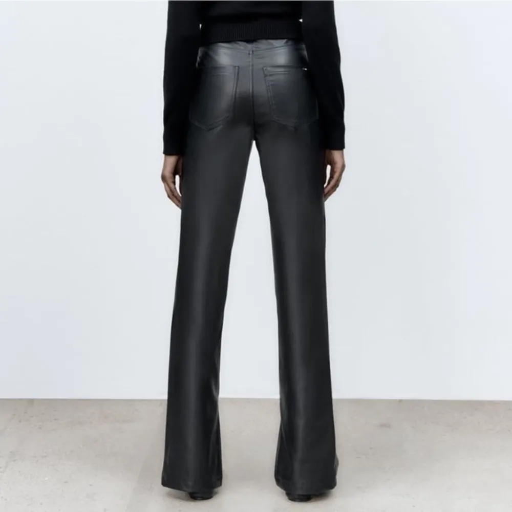 Zara Slim Leg Flare Super High Rise Slim Long Length Pants Comfort Black 4 NEW - Image 11