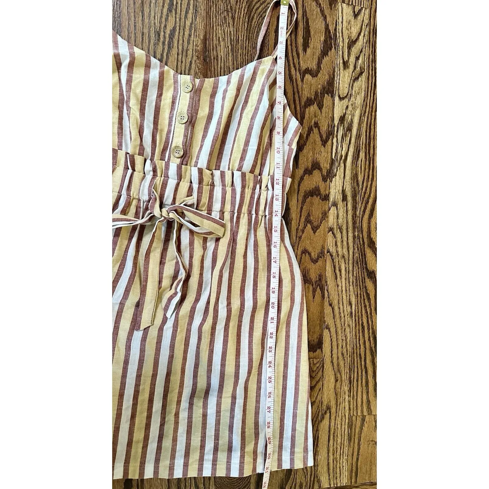 Lush Mini‎ Dress Women's Small Tie Button Sleeveless Striped Yellow Multi Boho - Image 6