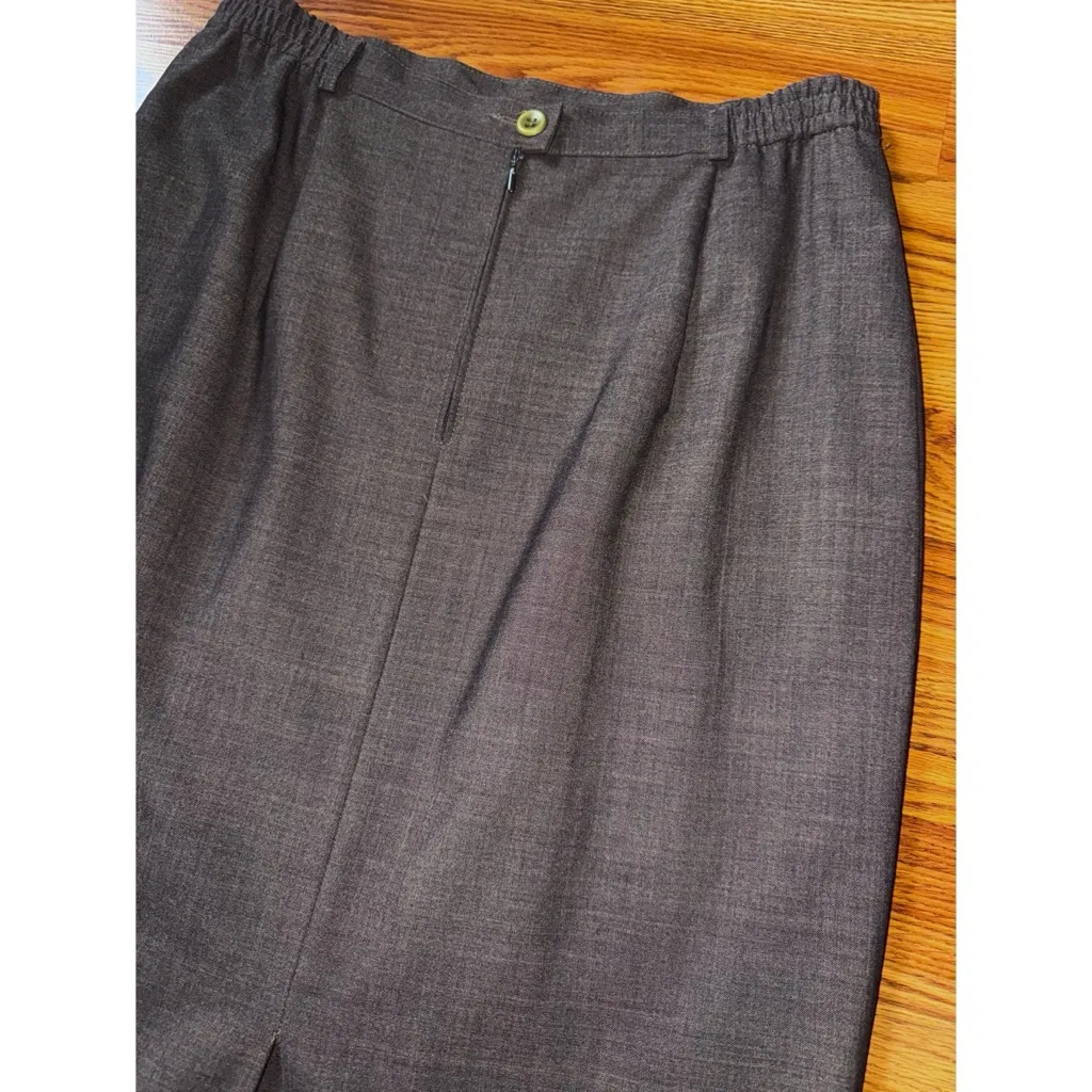 Vintage Lady Blanche Grey Brown Knee Length Midi Pencil Skirt Size Large - Image 4