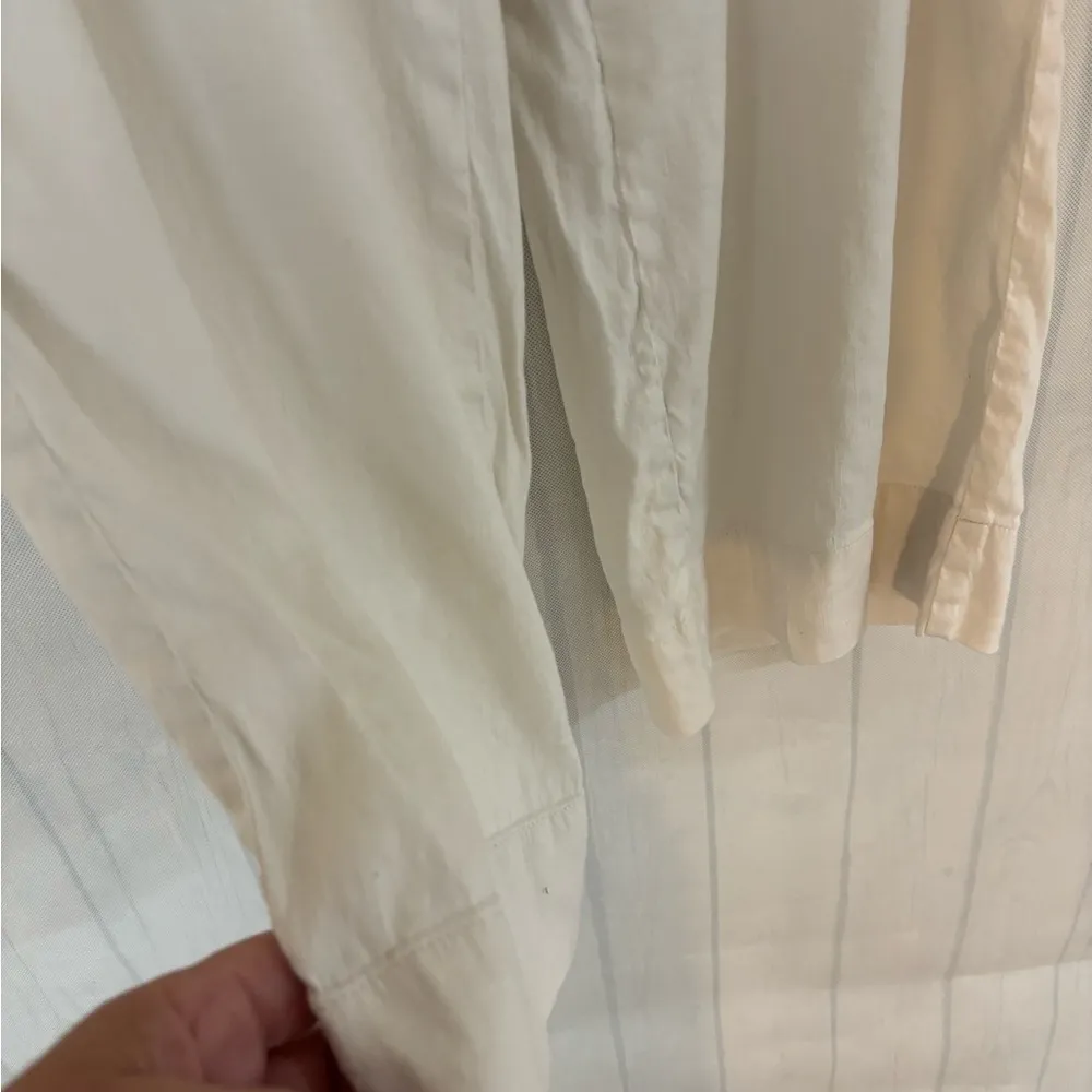 Loft Linen Julie Trouser Pants Womens Size Medium Ivory Straight Leg Cap… - Image 5