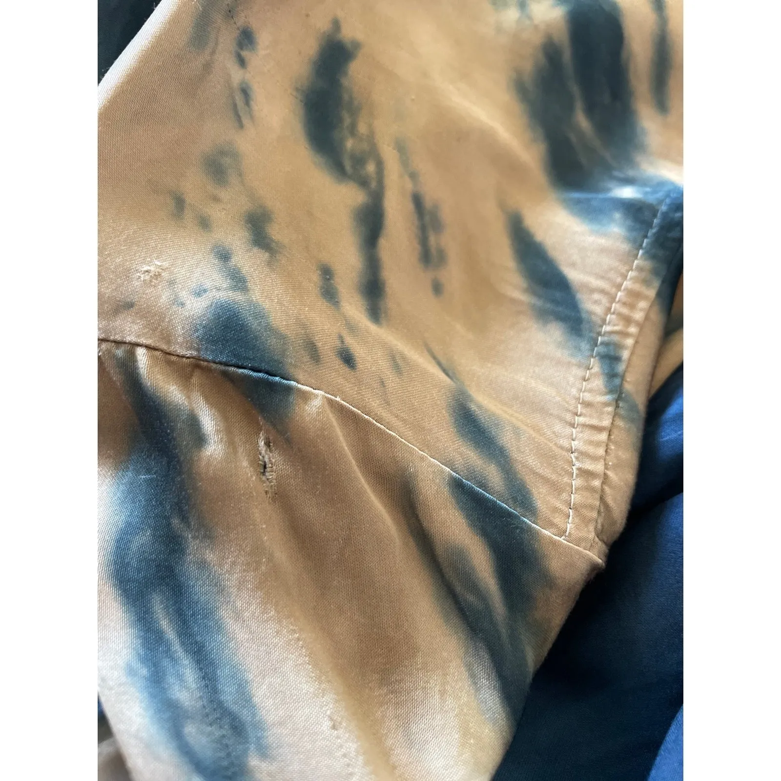 Young Fabulous and Broke Womens Susan Tie‎ Dye Button Front Top Size M Blue Tan - Image 6
